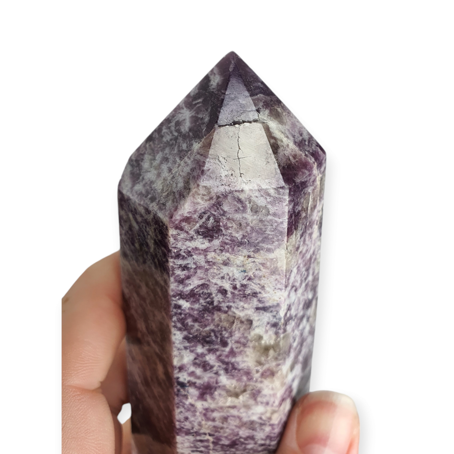 Crystals - Lepidolite with Smoky Quartz Polished Generator/Point