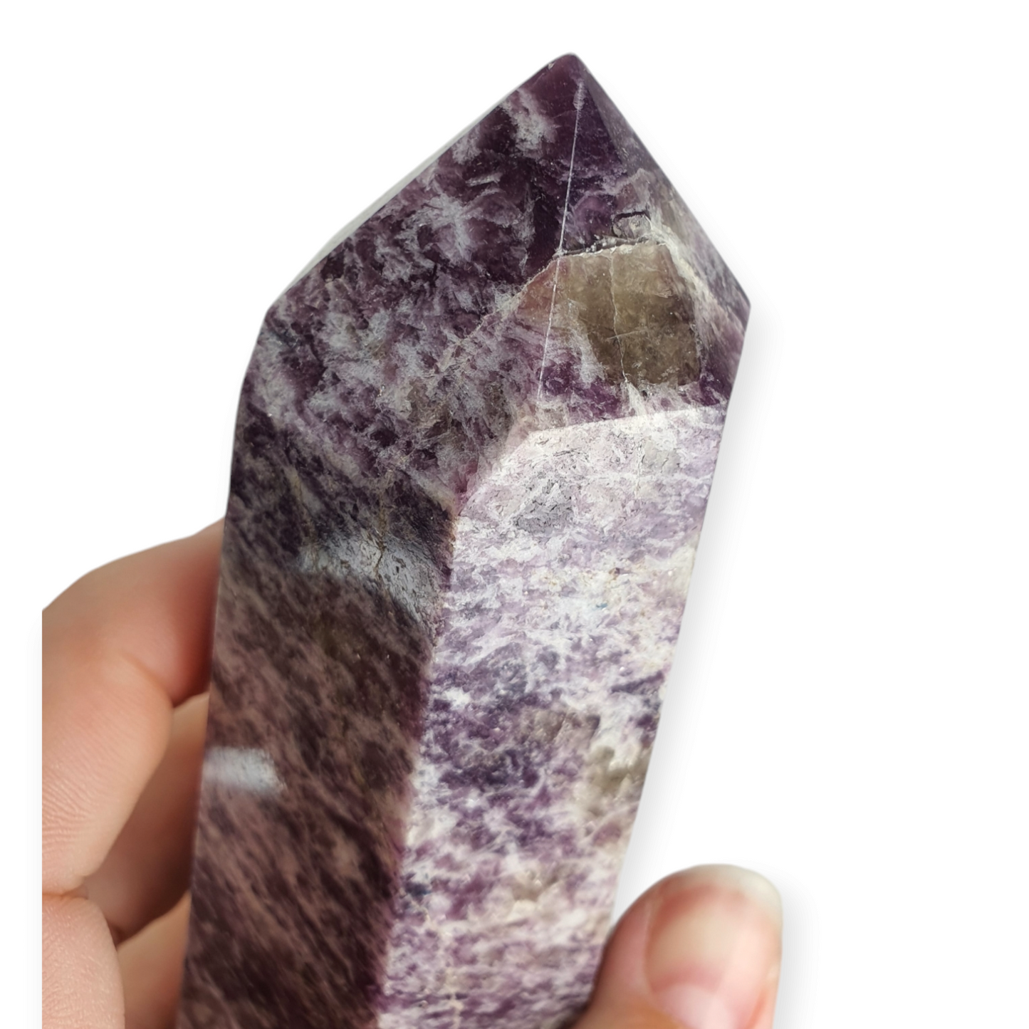 Crystals - Lepidolite with Smoky Quartz Polished Generator/Point