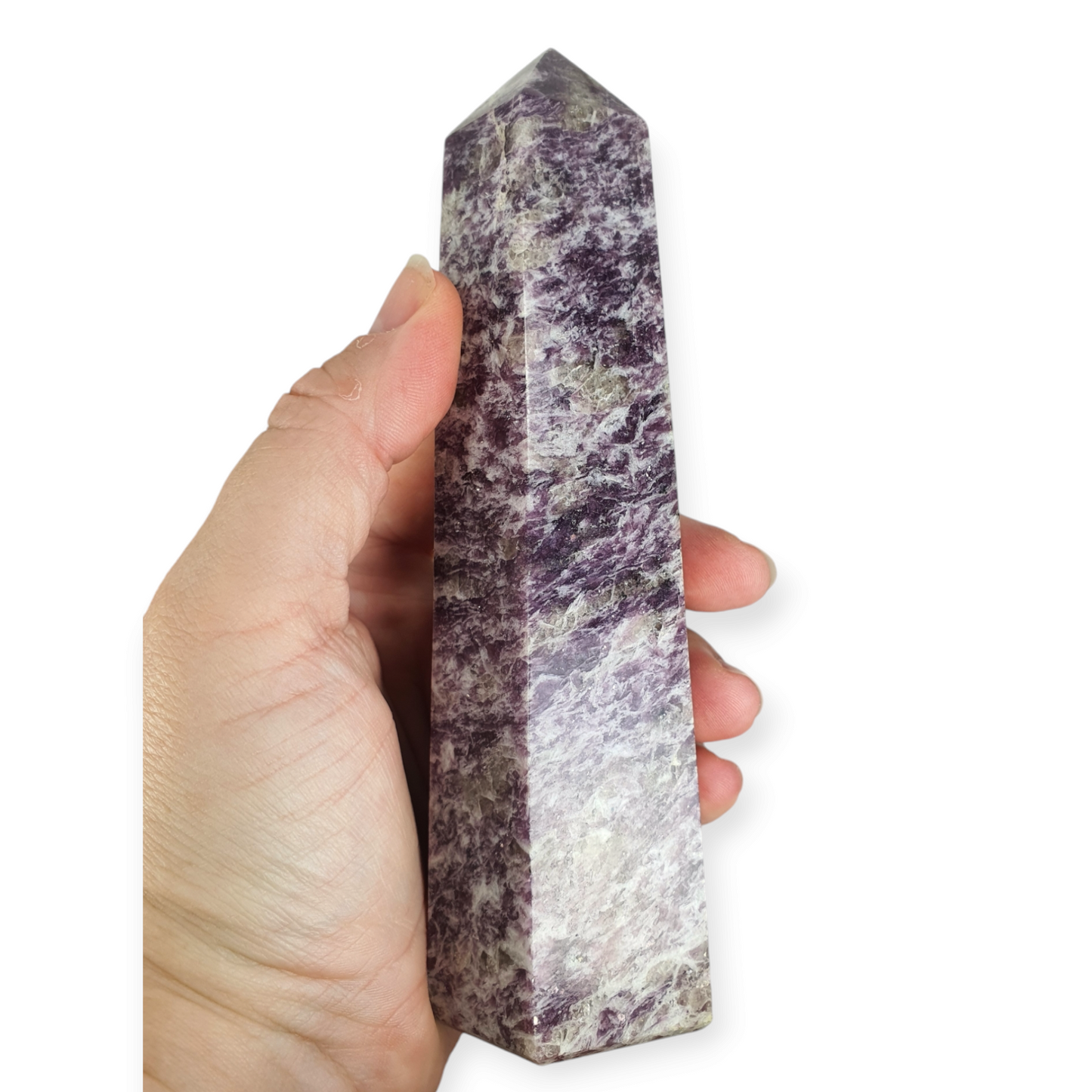 Crystals - Lepidolite with Smoky Quartz Polished Generator/Point