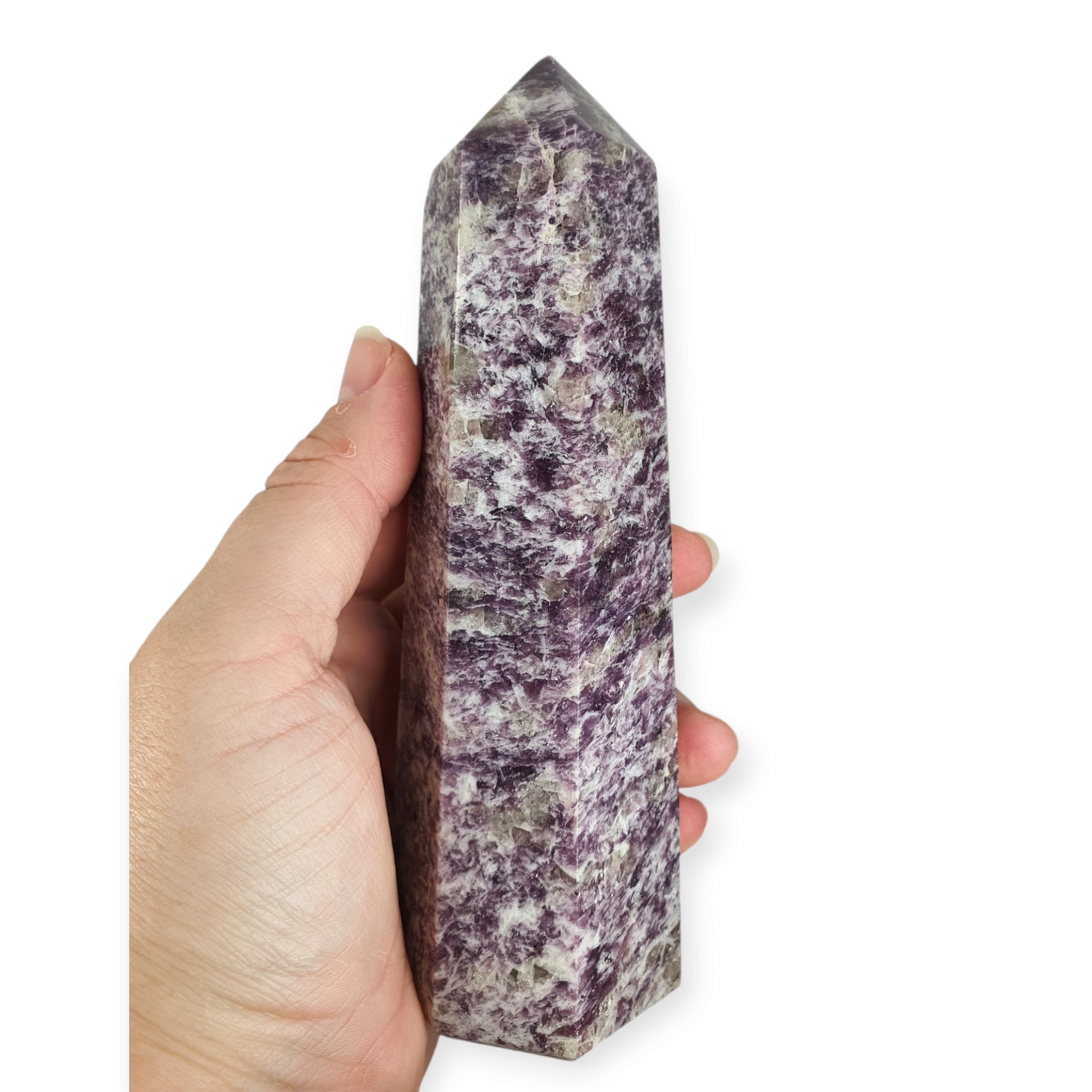 Crystals - Lepidolite with Smoky Quartz Polished Generator/Point