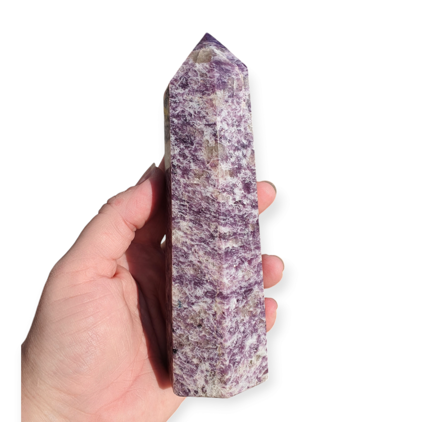 Crystals - Lepidolite with Smoky Quartz Polished Generator/Point