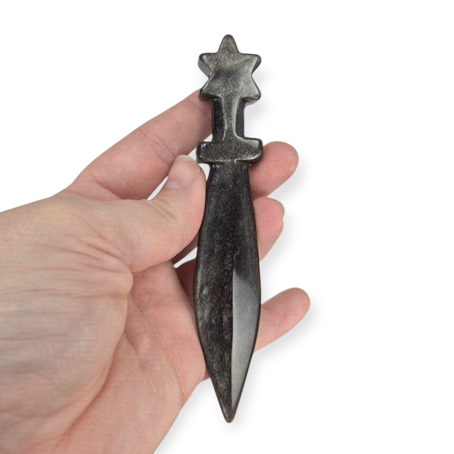 Crystals - Silver Sheen Obsidian Dagger Carving