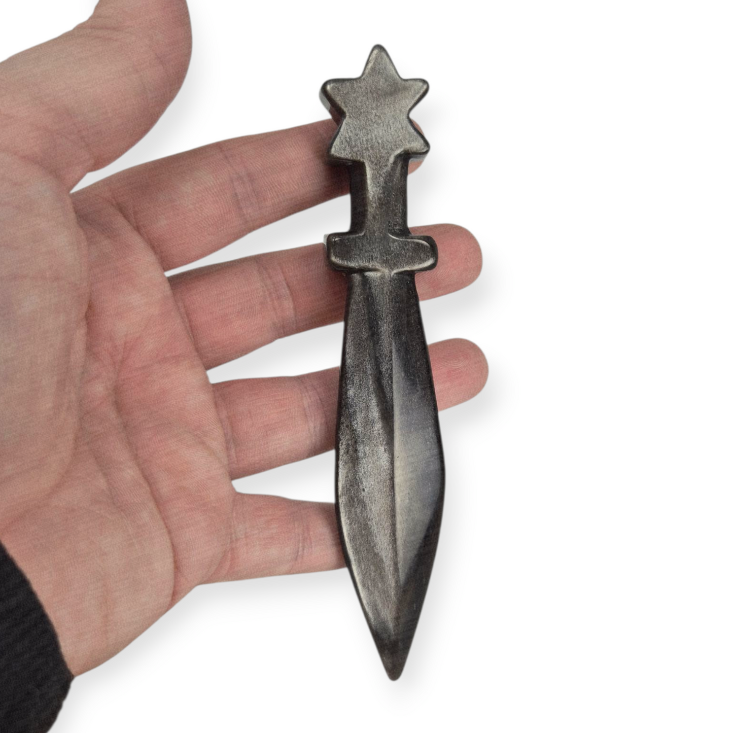 Crystals - Silver Sheen Obsidian Dagger Carving