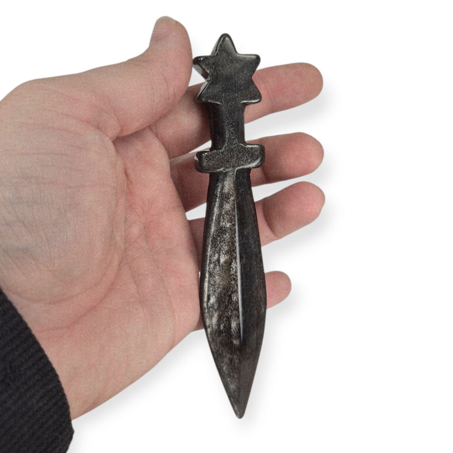 Crystals - Silver Sheen Obsidian Dagger Carving