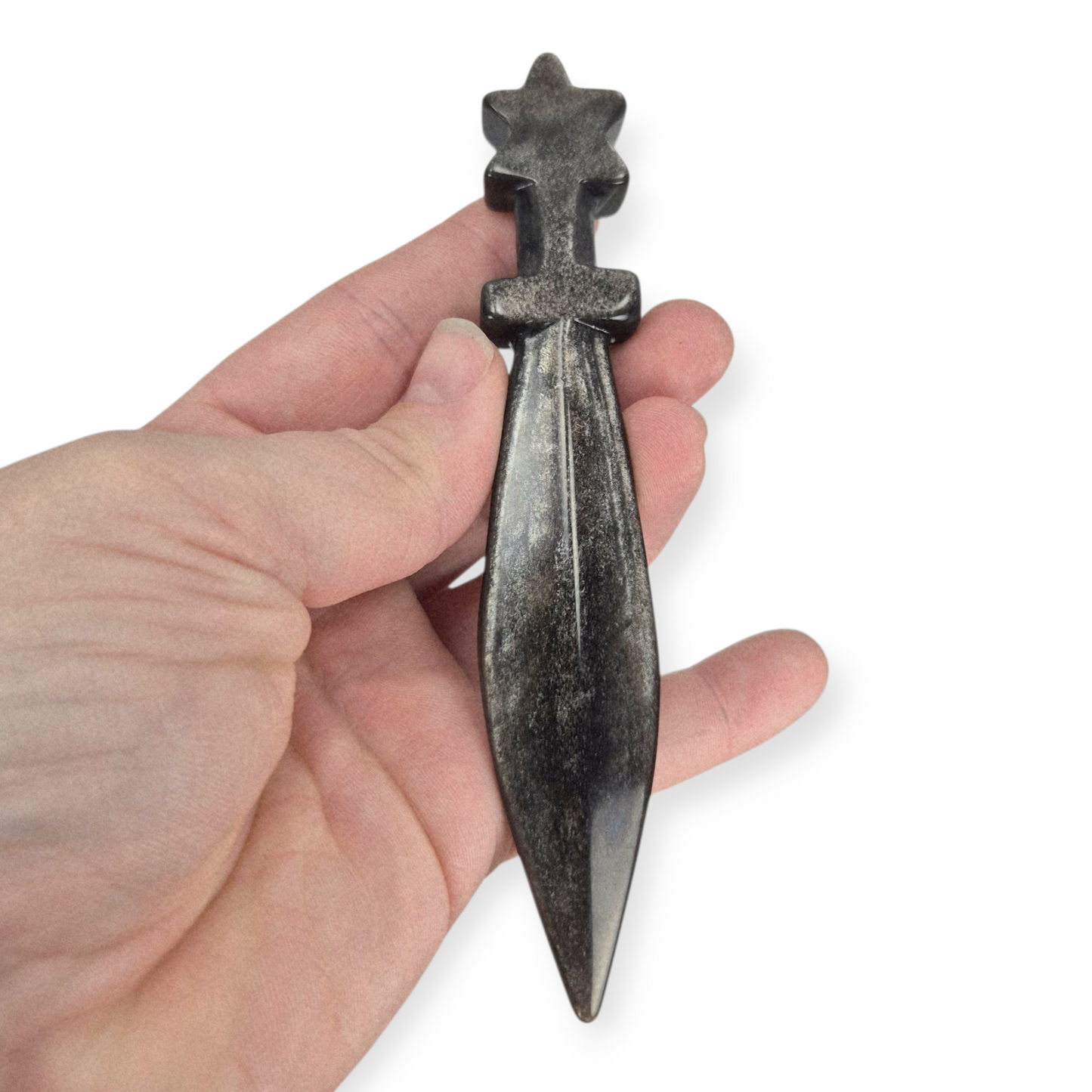 Crystals - Silver Sheen Obsidian Dagger Carving