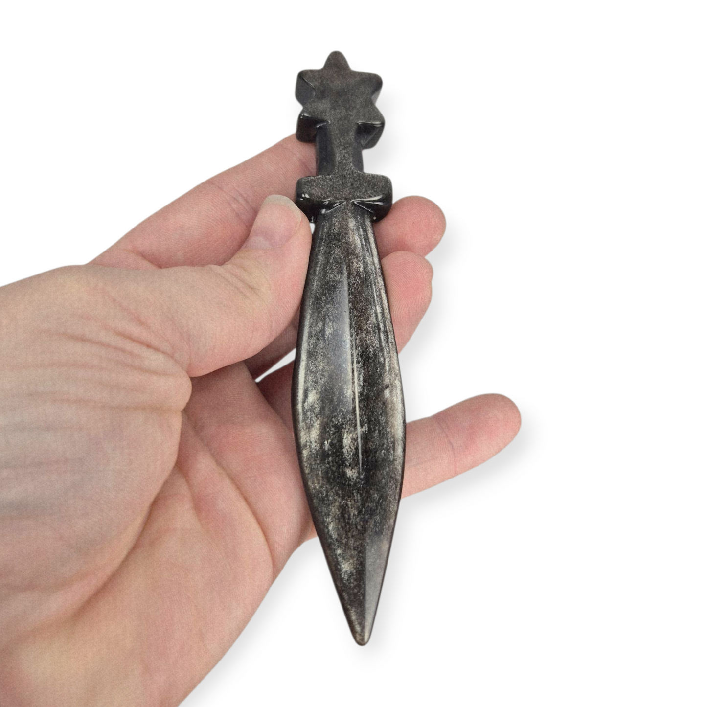 Crystals - Silver Sheen Obsidian Dagger Carving