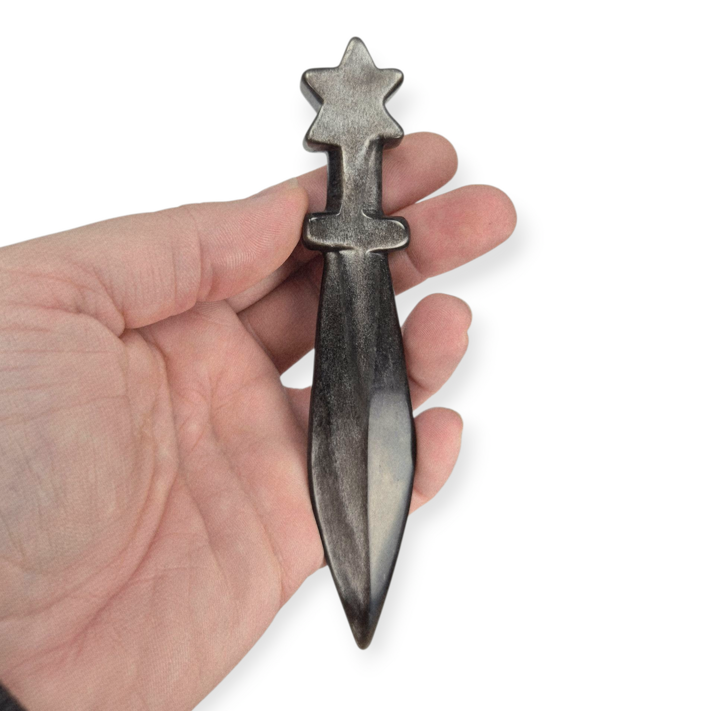 Crystals - Silver Sheen Obsidian Dagger Carving