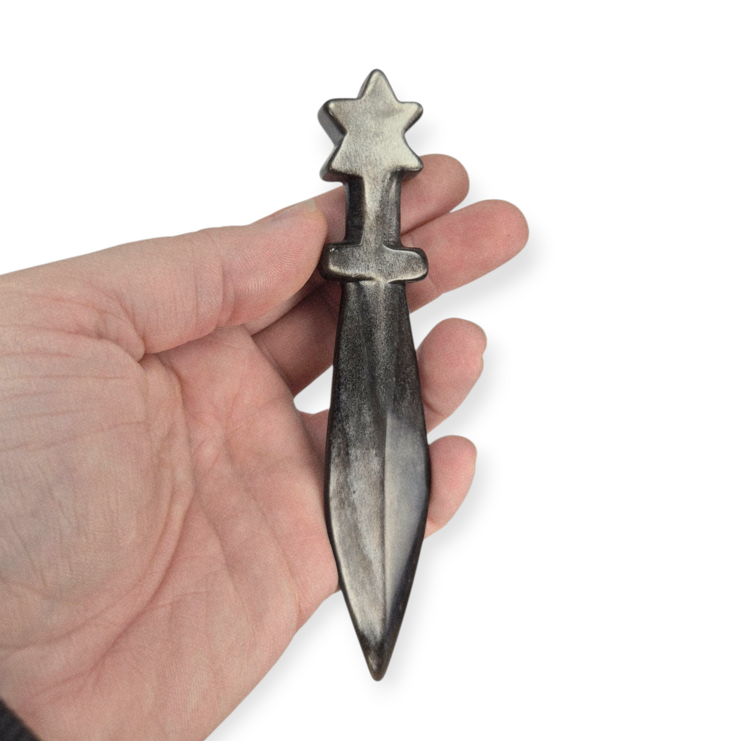 Crystals - Silver Sheen Obsidian Dagger Carving