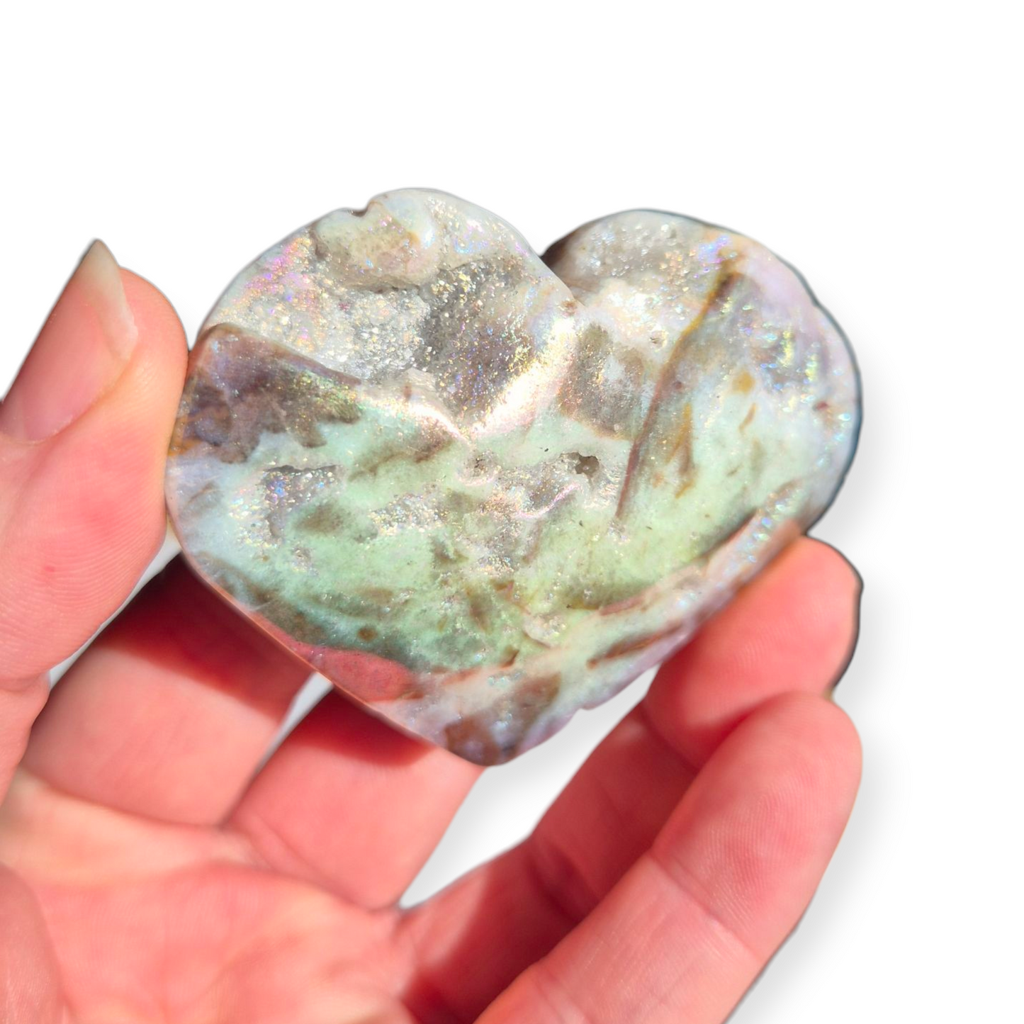 Crystals - Aura Coated Sphalerite Heart Carving