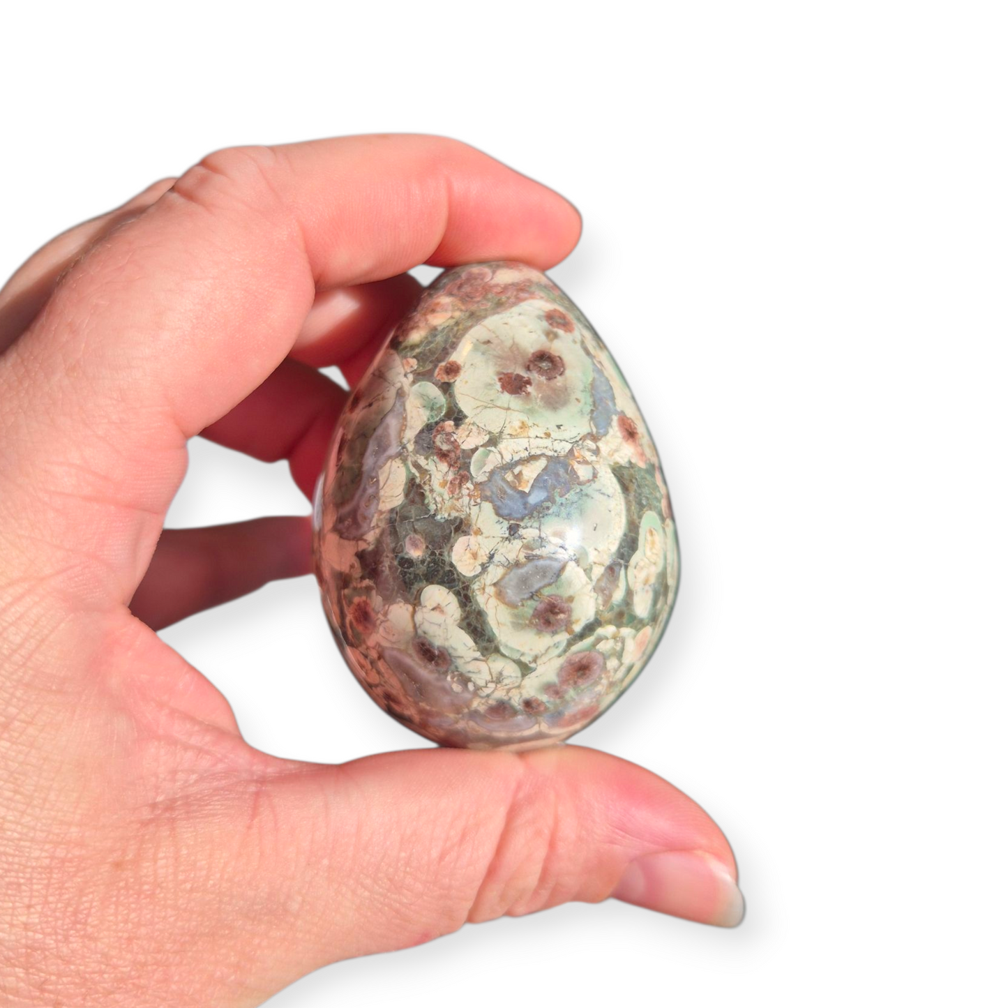 Crystals - Green Flower Jasper Polished Egg