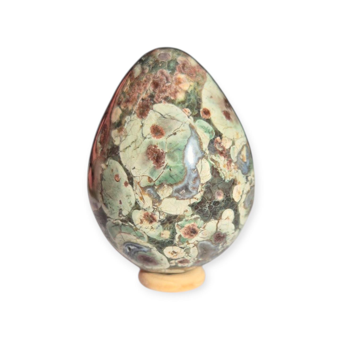 Crystals - Green Flower Jasper Polished Egg
