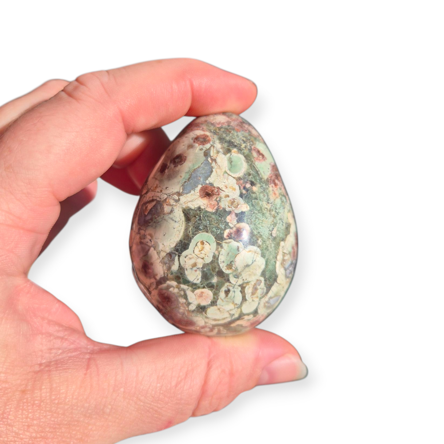 Crystals - Green Flower Jasper Polished Egg