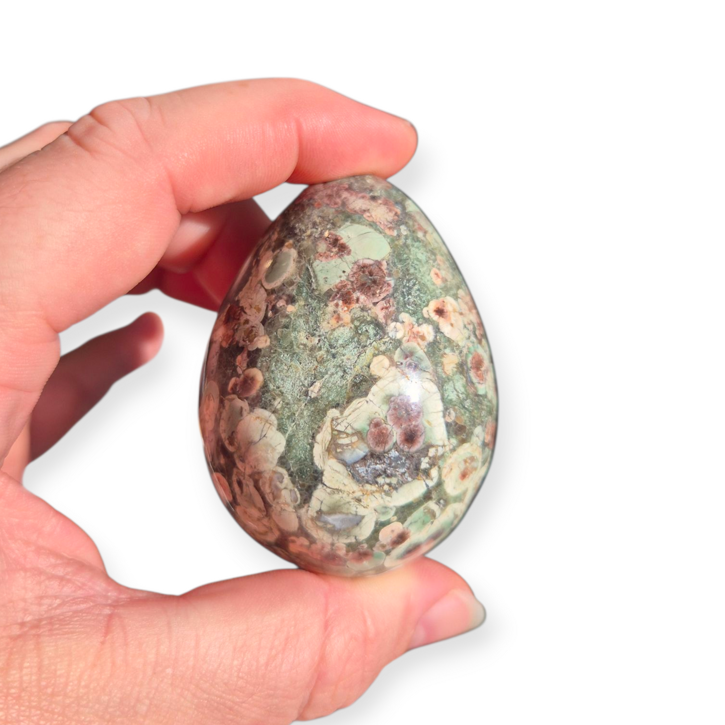 Crystals - Green Flower Jasper Polished Egg