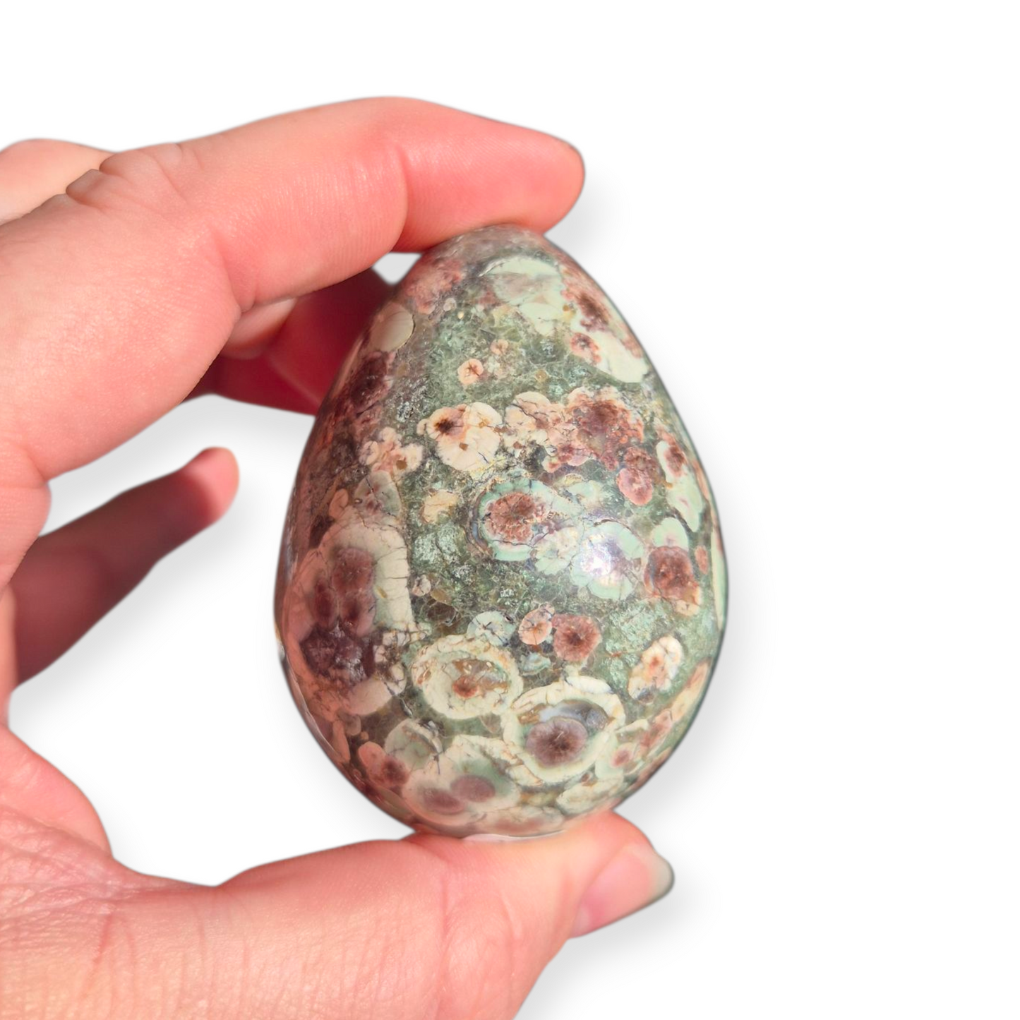 Crystals - Green Flower Jasper Polished Egg