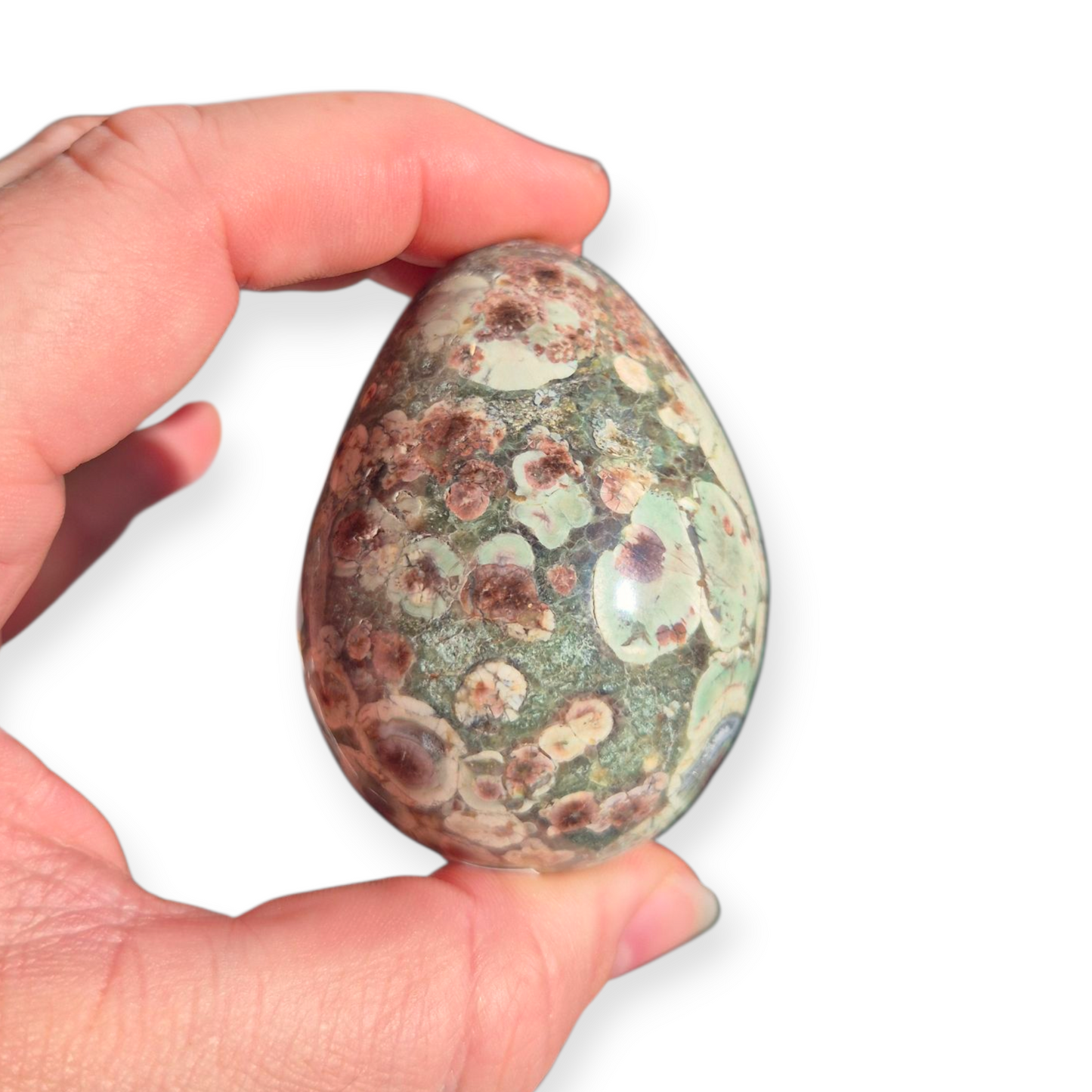 Crystals - Green Flower Jasper Polished Egg