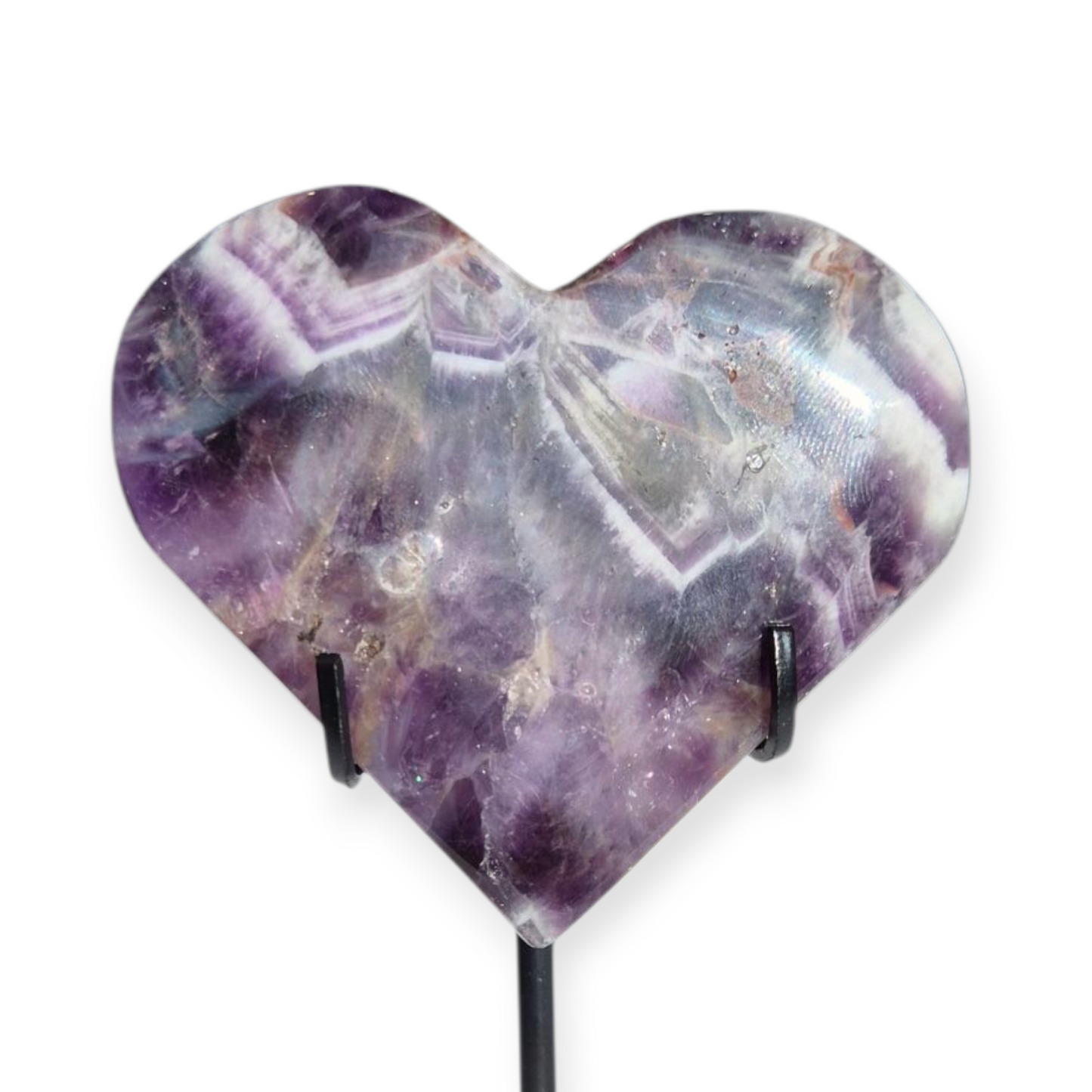 Crystals - Chevron Amethyst (Dream Amethyst) Heart (with Smoky Quartz Inclusions)