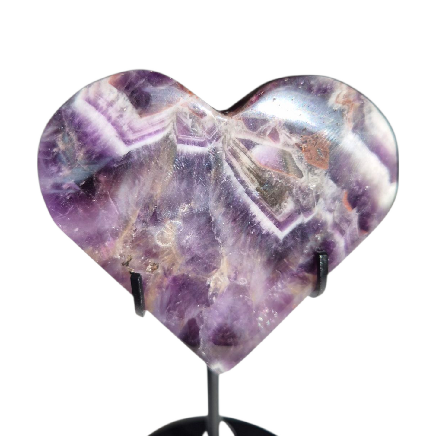 Crystals - Chevron Amethyst (Dream Amethyst) Heart (with Smoky Quartz Inclusions)