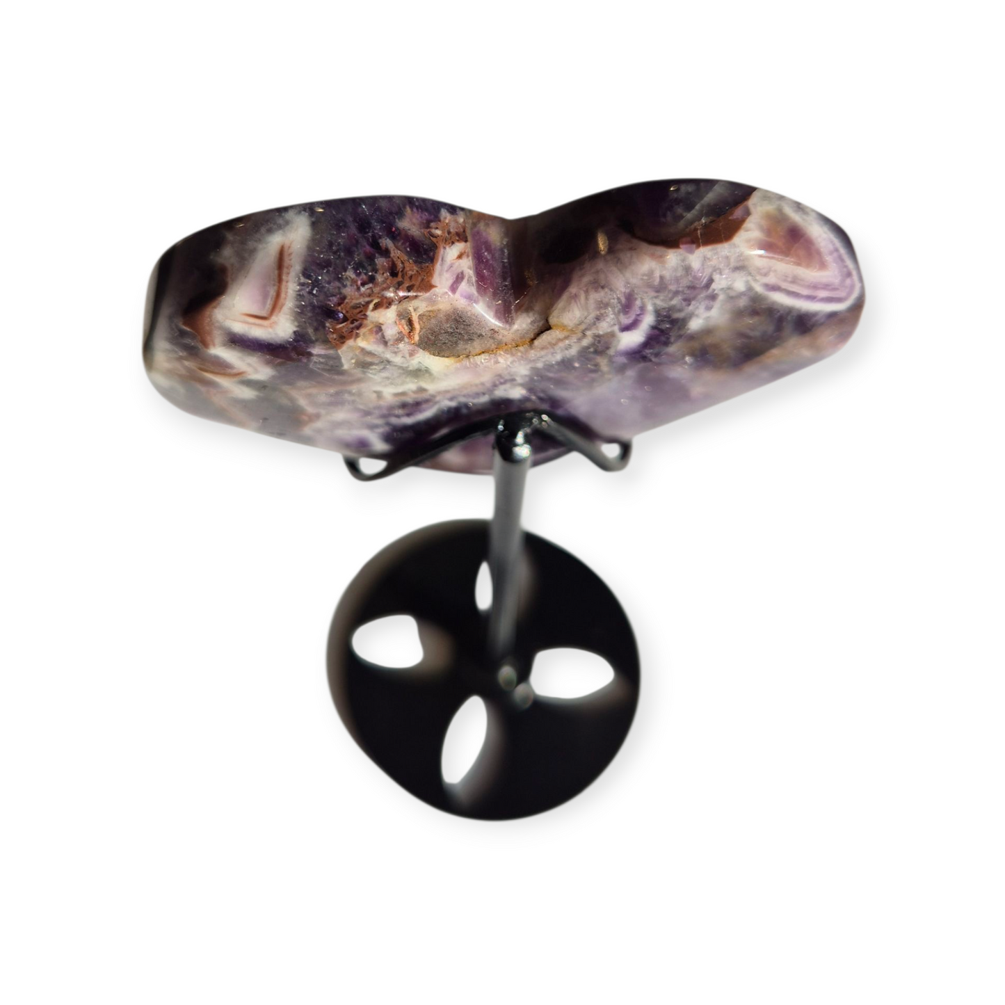 Crystals - Chevron Amethyst (Dream Amethyst) Heart (with Smoky Quartz Inclusions)