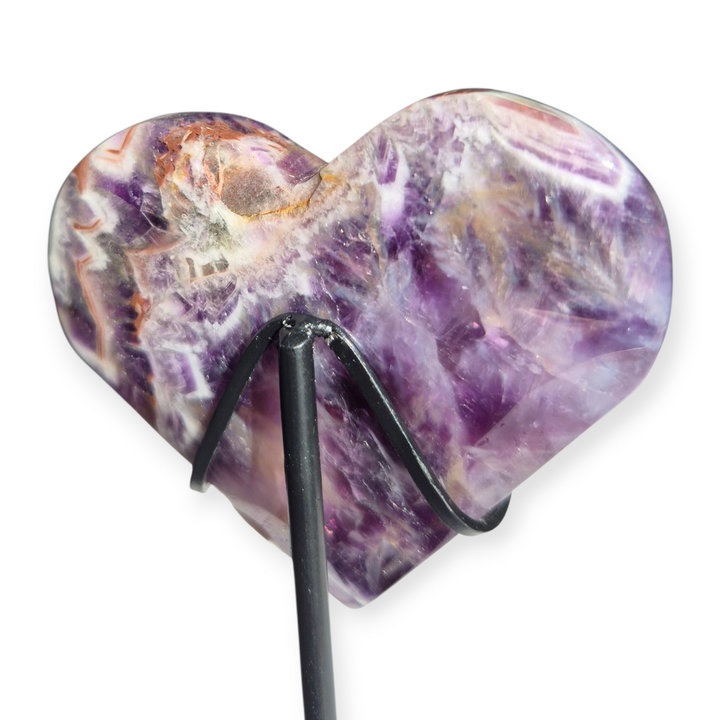 Crystals - Chevron Amethyst (Dream Amethyst) Heart (with Smoky Quartz Inclusions)