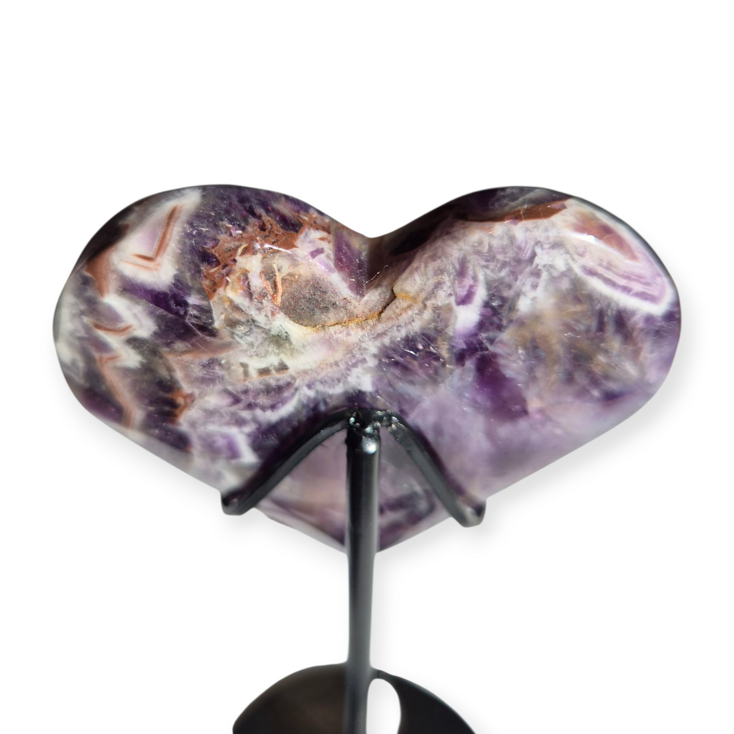 Crystals - Chevron Amethyst (Dream Amethyst) Heart (with Smoky Quartz Inclusions)