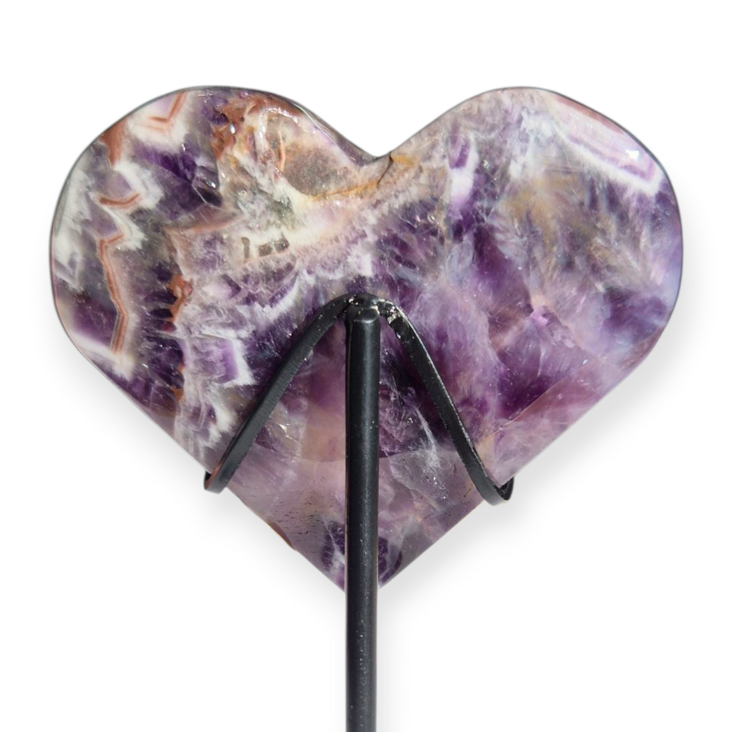Crystals - Chevron Amethyst (Dream Amethyst) Heart (with Smoky Quartz Inclusions)
