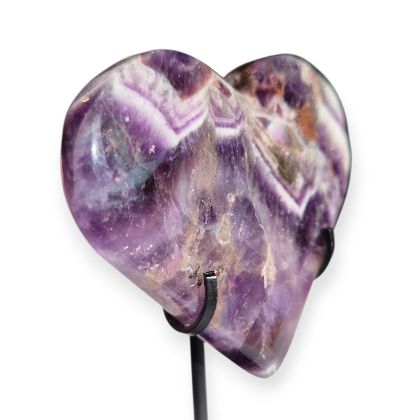 Crystals - Chevron Amethyst (Dream Amethyst) Heart (with Smoky Quartz Inclusions)