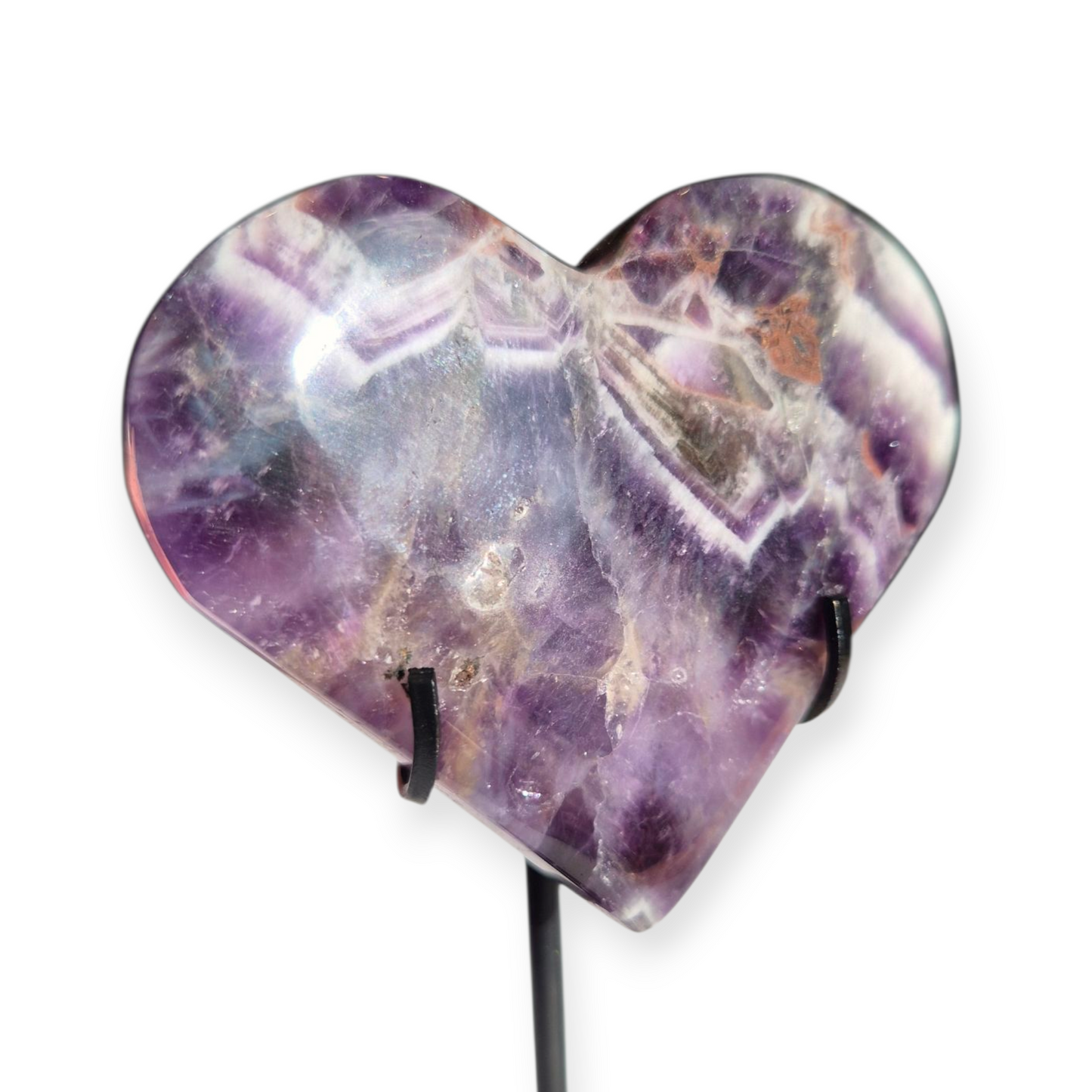 Crystals - Chevron Amethyst (Dream Amethyst) Heart (with Smoky Quartz Inclusions)