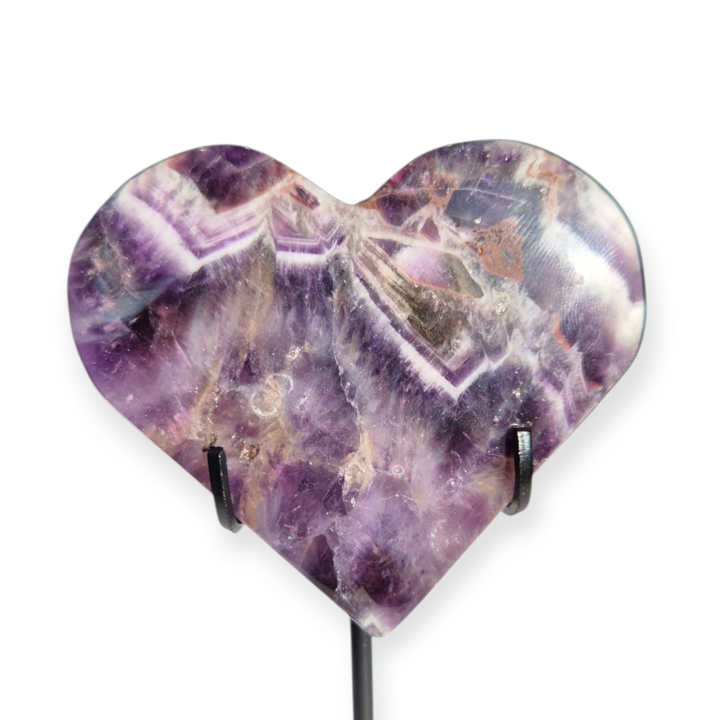 Crystals - Chevron Amethyst (Dream Amethyst) Heart (with Smoky Quartz Inclusions)
