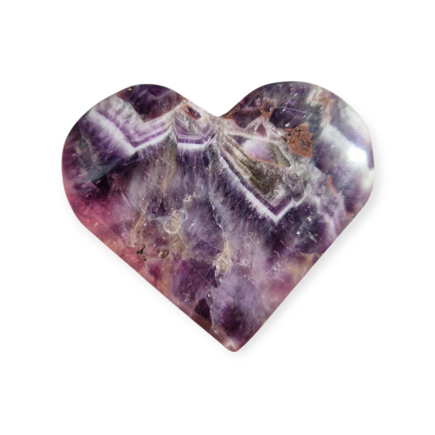 Crystals - Chevron Amethyst (Dream Amethyst) Heart (with Smoky Quartz Inclusions)
