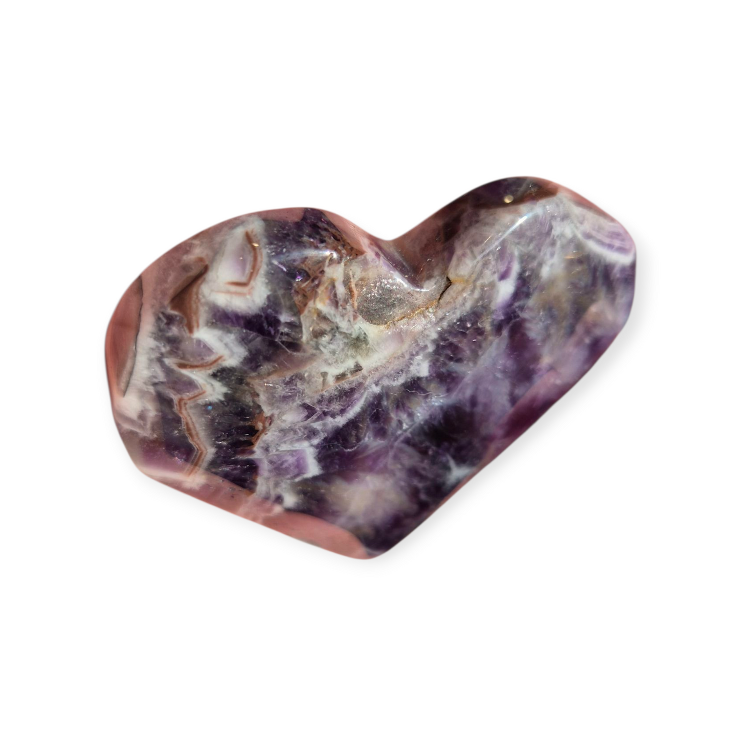 Crystals - Chevron Amethyst (Dream Amethyst) Heart (with Smoky Quartz Inclusions)