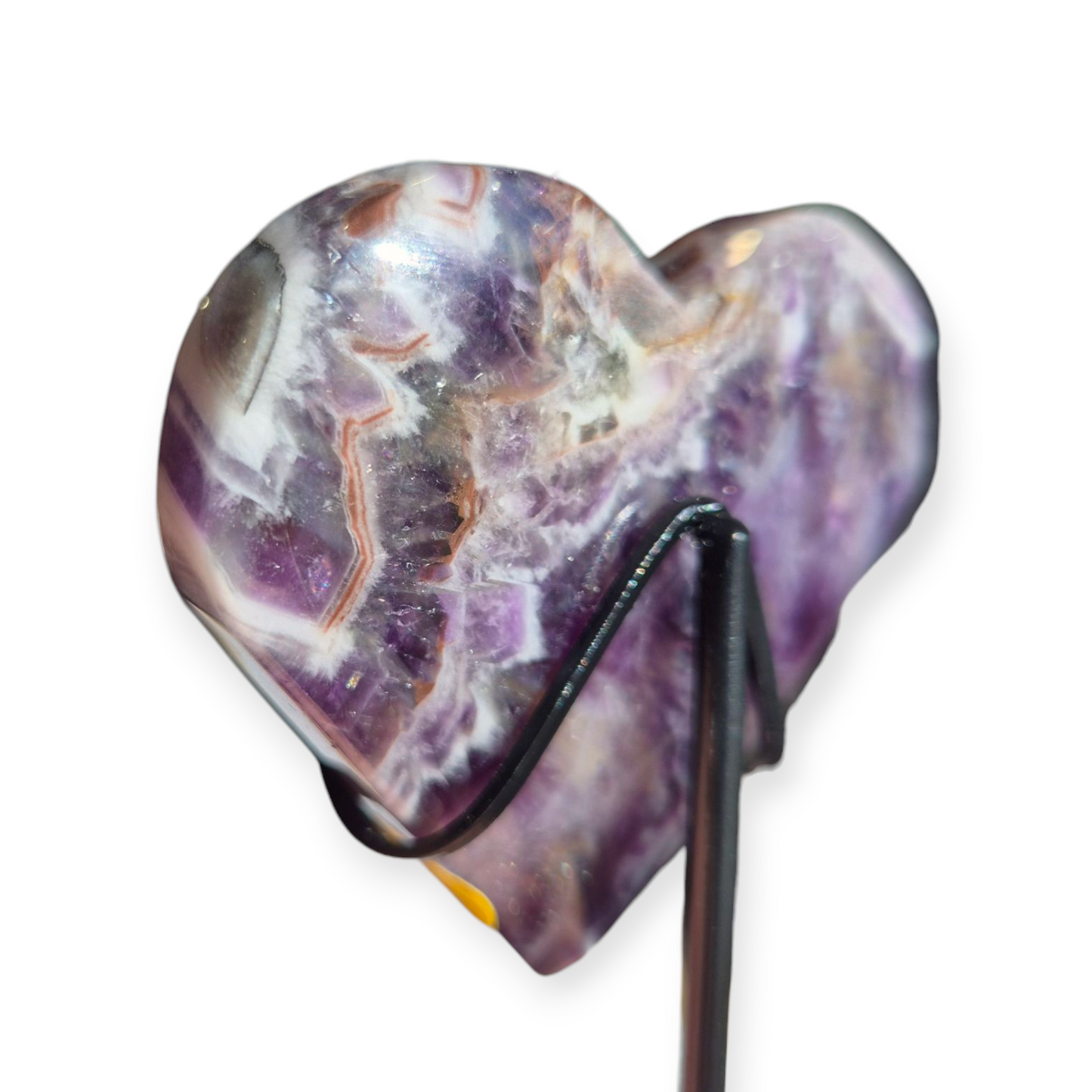 Crystals - Chevron Amethyst (Dream Amethyst) Heart (with Smoky Quartz Inclusions)