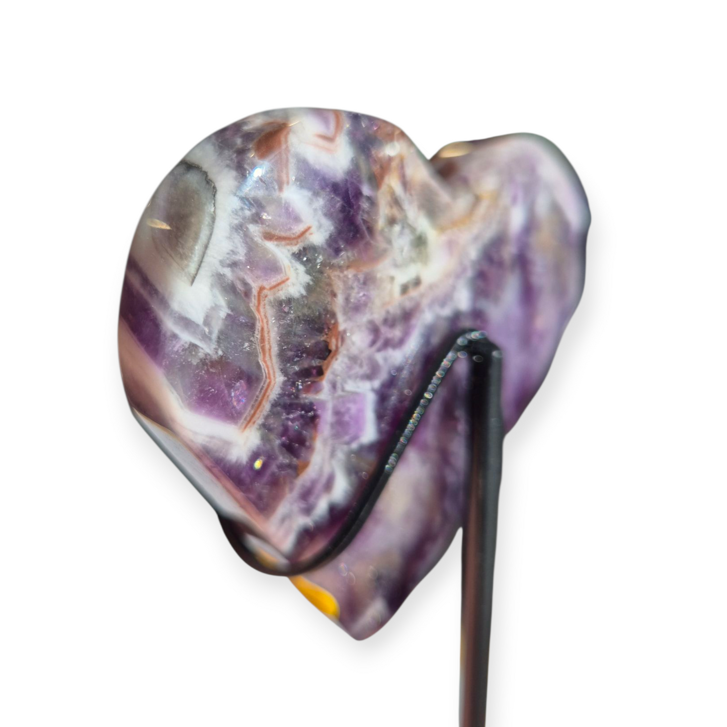 Crystals - Chevron Amethyst (Dream Amethyst) Heart (with Smoky Quartz Inclusions)