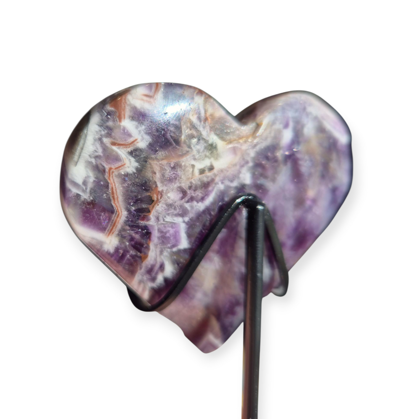 Crystals - Chevron Amethyst (Dream Amethyst) Heart (with Smoky Quartz Inclusions)