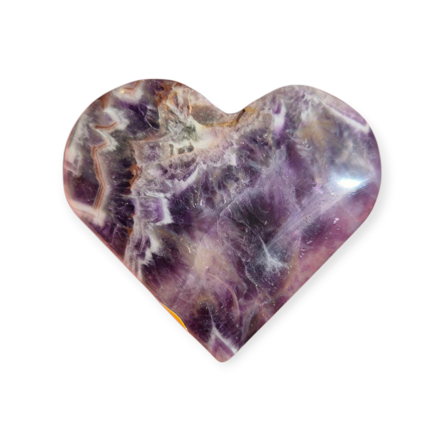 Crystals - Chevron Amethyst (Dream Amethyst) Heart (with Smoky Quartz Inclusions)