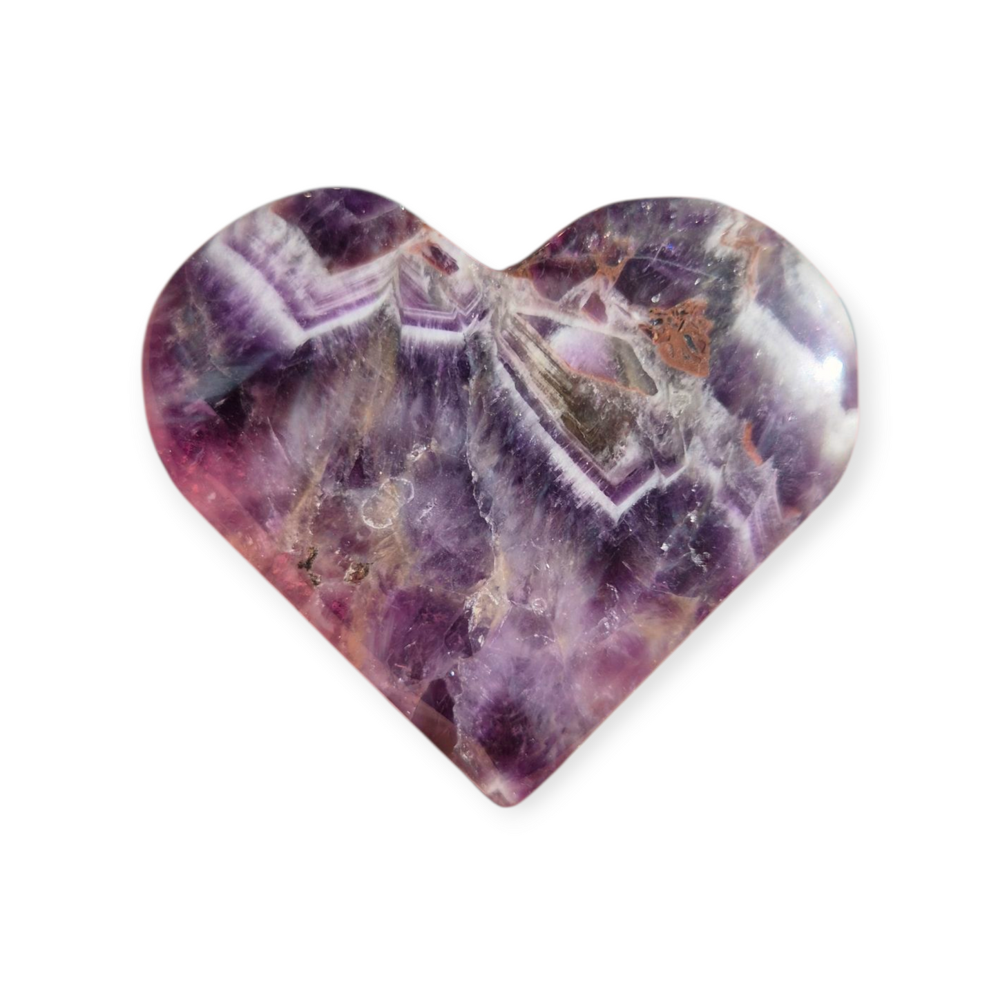 Crystals - Chevron Amethyst (Dream Amethyst) Heart (with Smoky Quartz Inclusions)