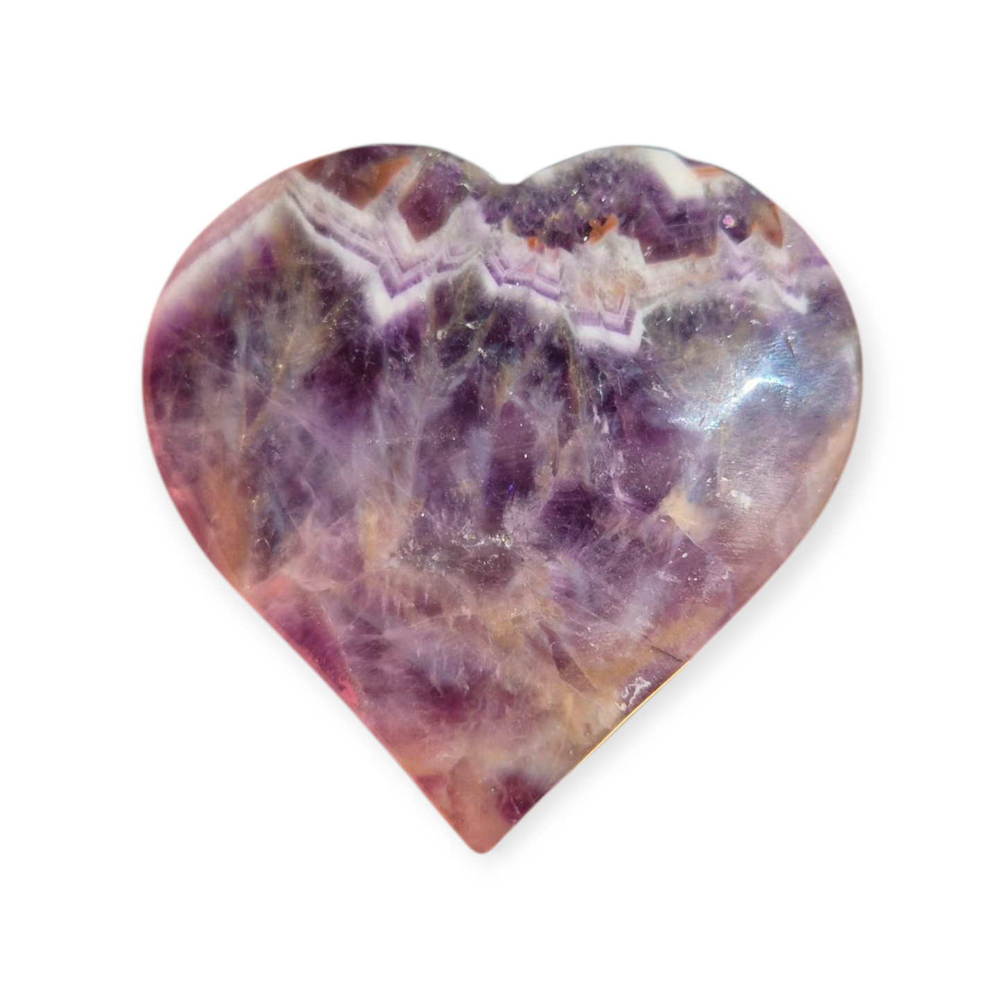 Crystals - Chevron Amethyst (Dream Amethyst) Heart (with Smoky Quartz Inclusions)
