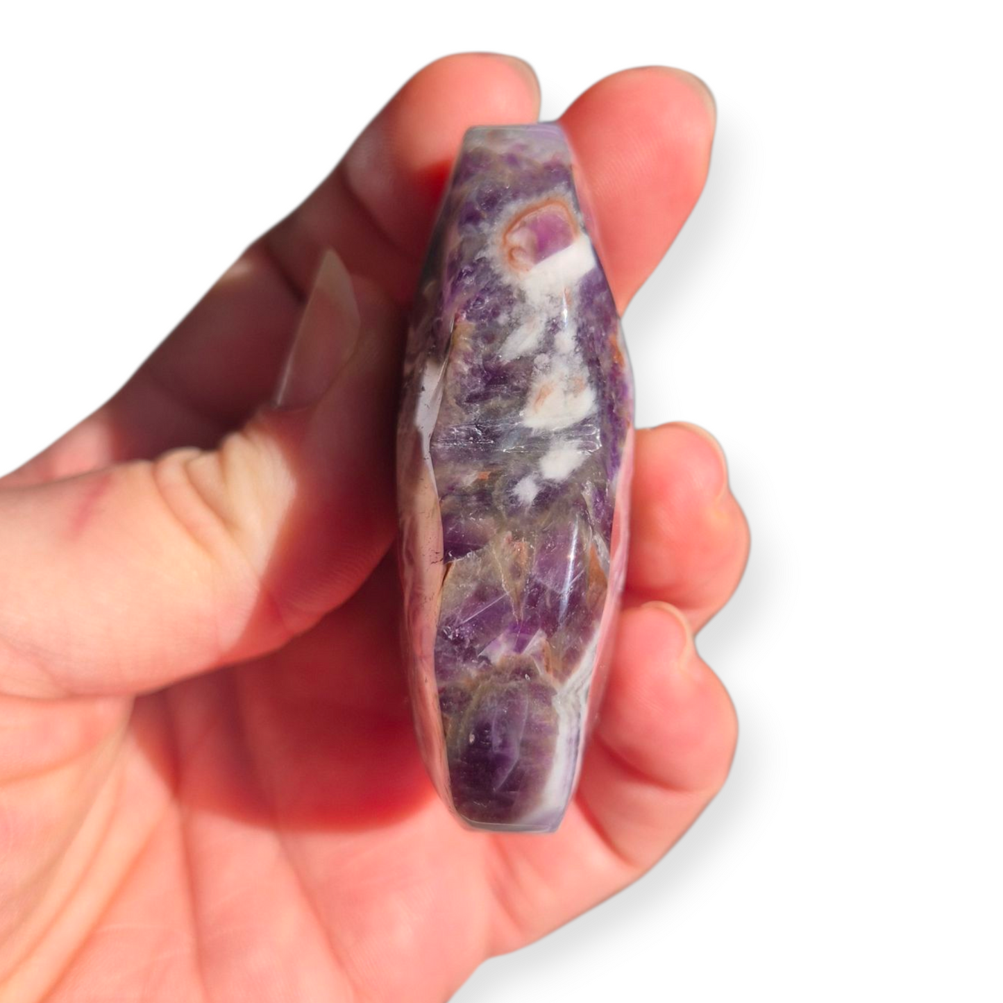 Crystals - Chevron Amethyst (Dream Amethyst) Heart (with Smoky Quartz Inclusions)