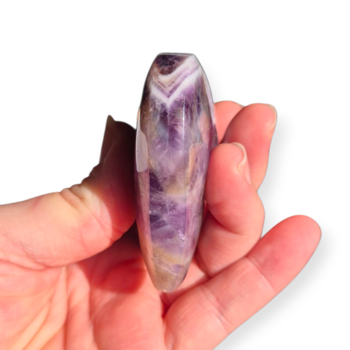 Crystals - Chevron Amethyst (Dream Amethyst) Heart (with Smoky Quartz Inclusions)