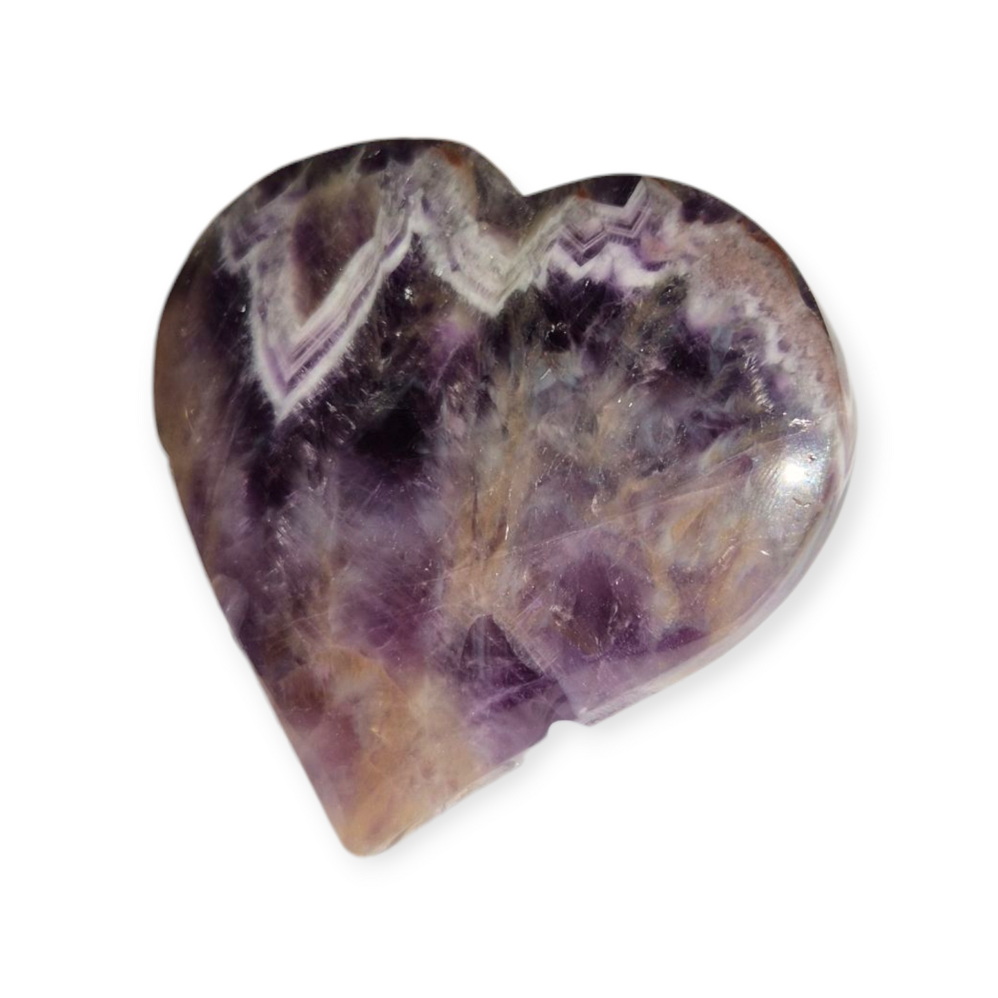 Crystals - Chevron Amethyst (Dream Amethyst) Heart (with Smoky Quartz Inclusions)