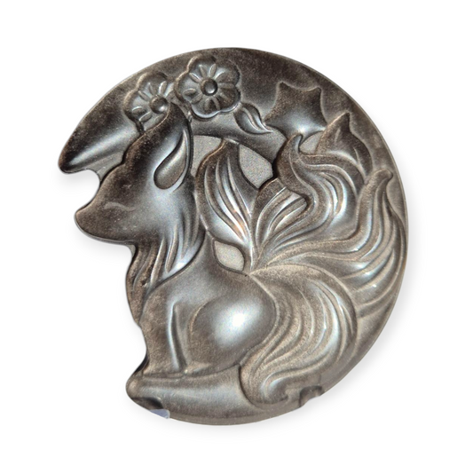 Crystals - Silver Sheen Obsidian Kitsune Carving