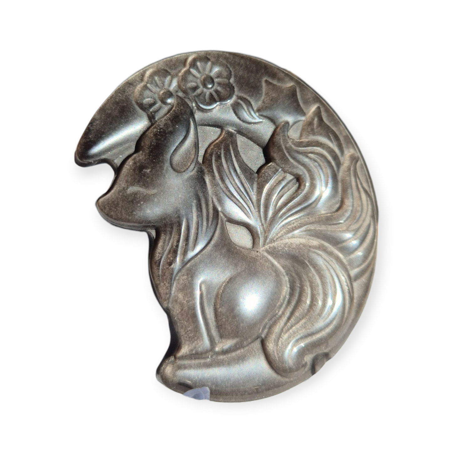 Crystals - Silver Sheen Obsidian Kitsune Carving