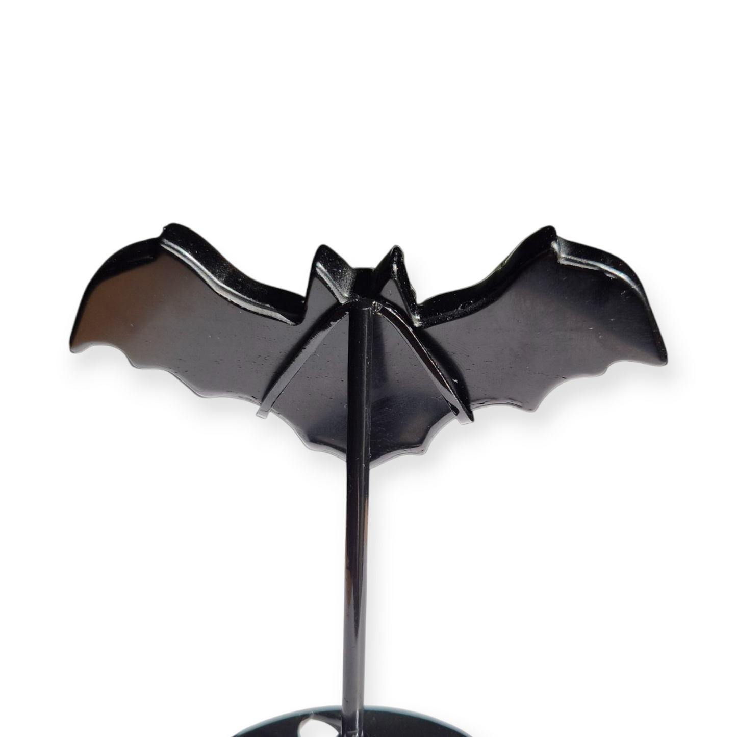 Crystals - Black Obsidian Bat Carving with Stand