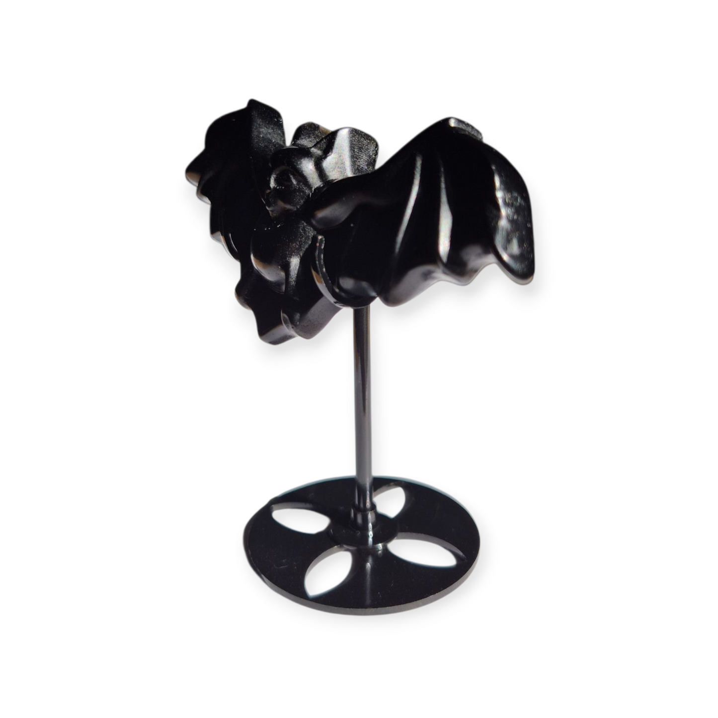 Crystals - Black Obsidian Bat Carving with Stand