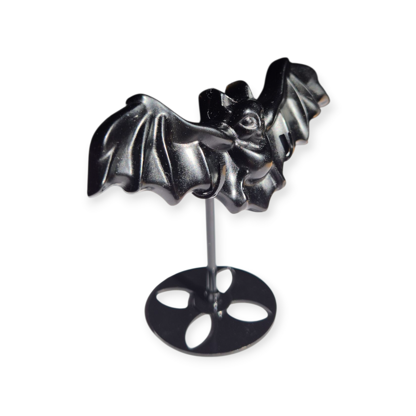 Crystals - Black Obsidian Bat Carving with Stand