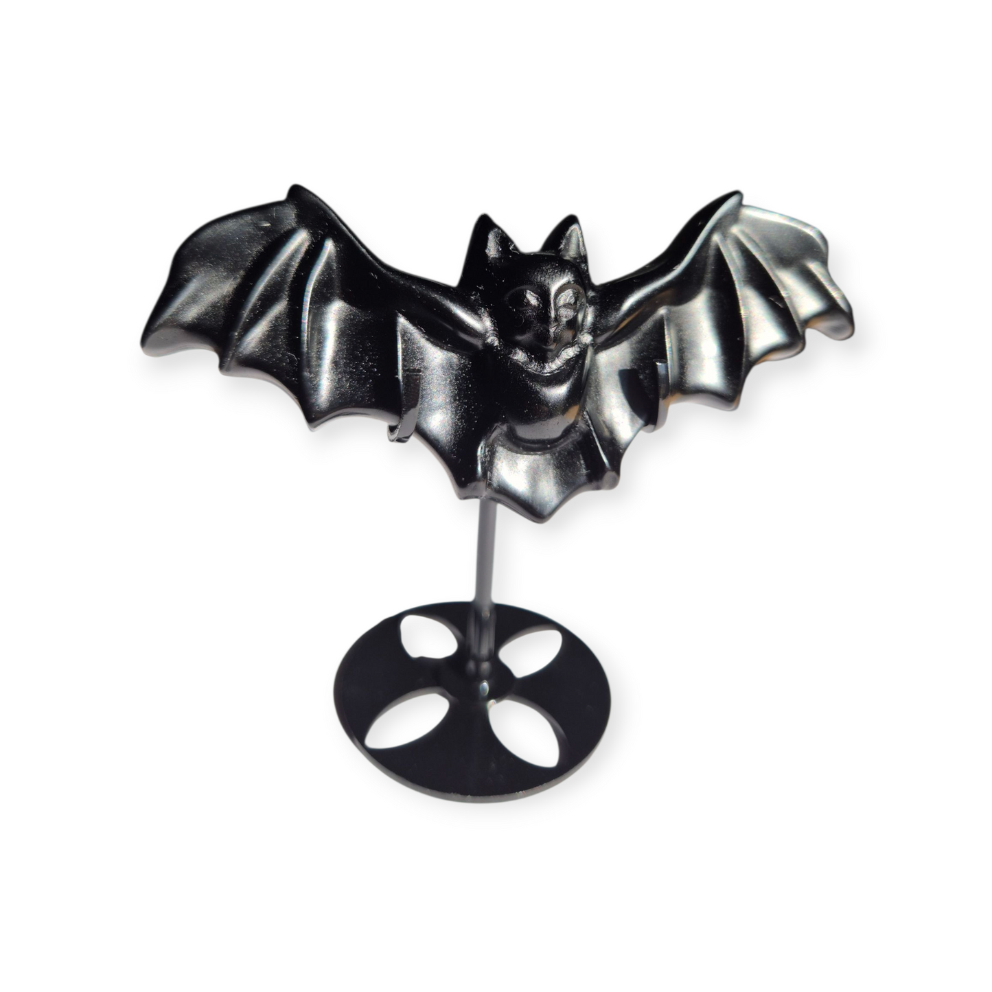 Crystals - Black Obsidian Bat Carving with Stand