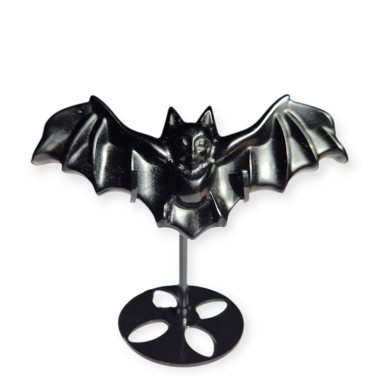 Crystals - Black Obsidian Bat Carving with Stand