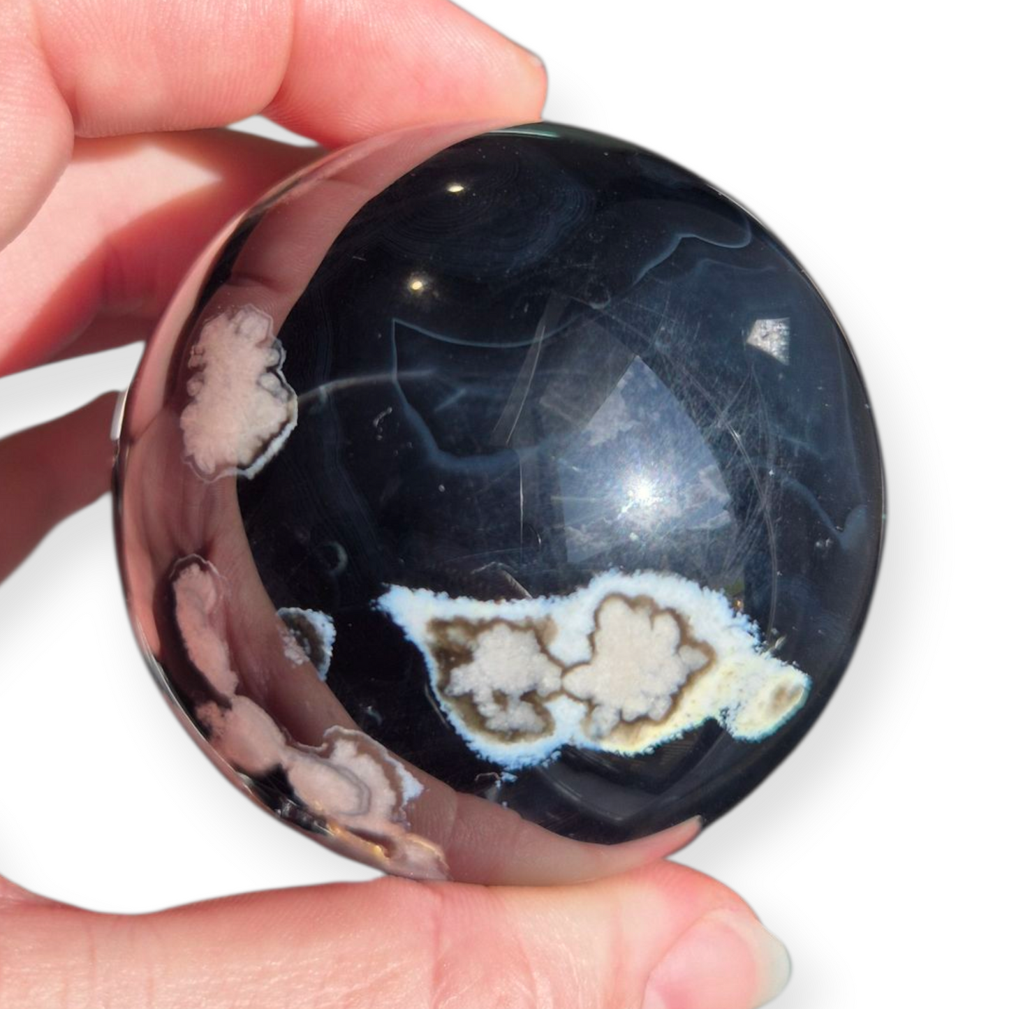 Crystals - Black Cherry Blossom Agate Sphere