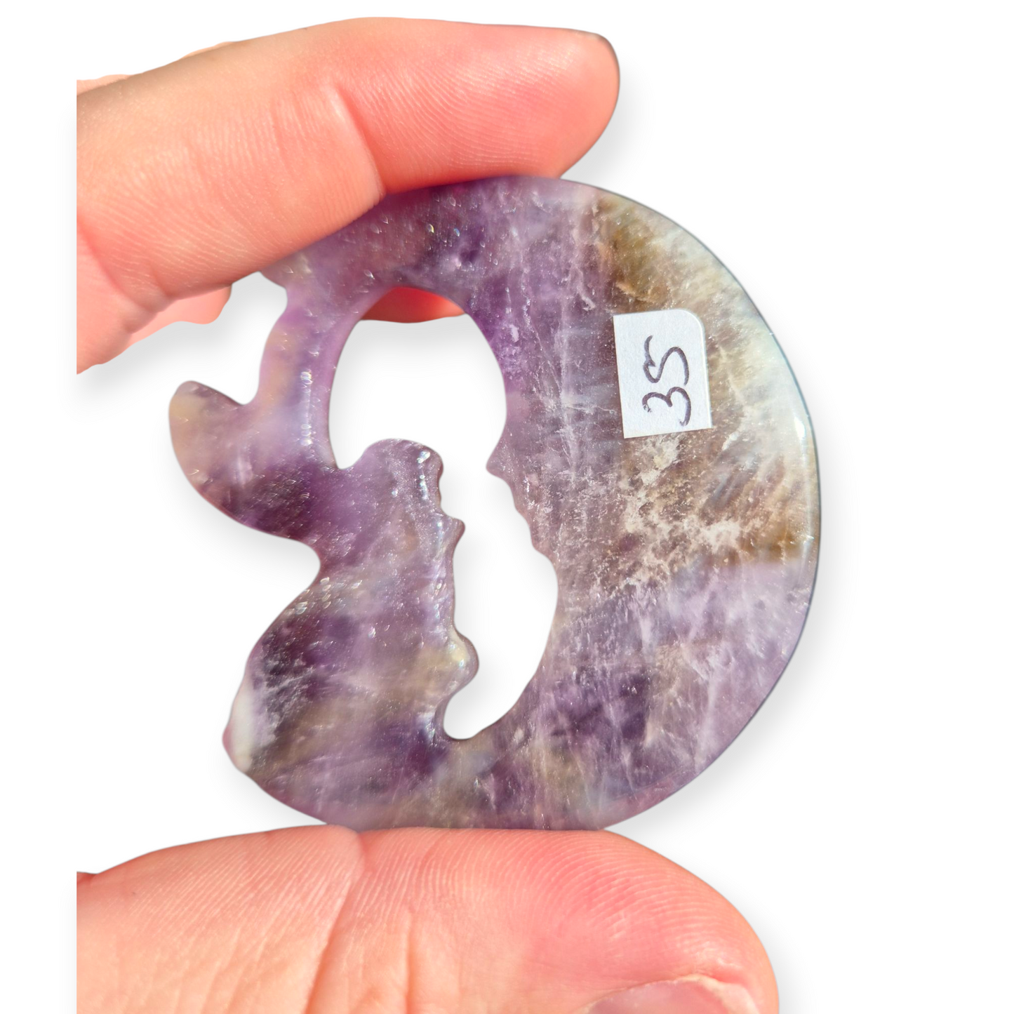 Crystals - Amethyst with Smoky Quartz Fairy and Moon Carving