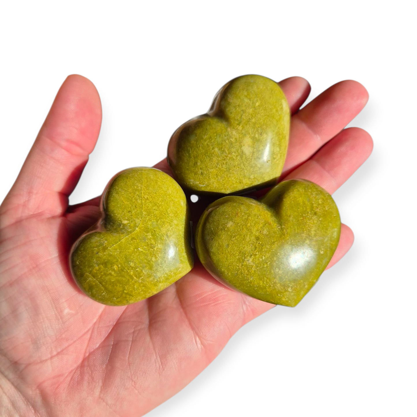 Crystals - Green Opal Polished Hearts