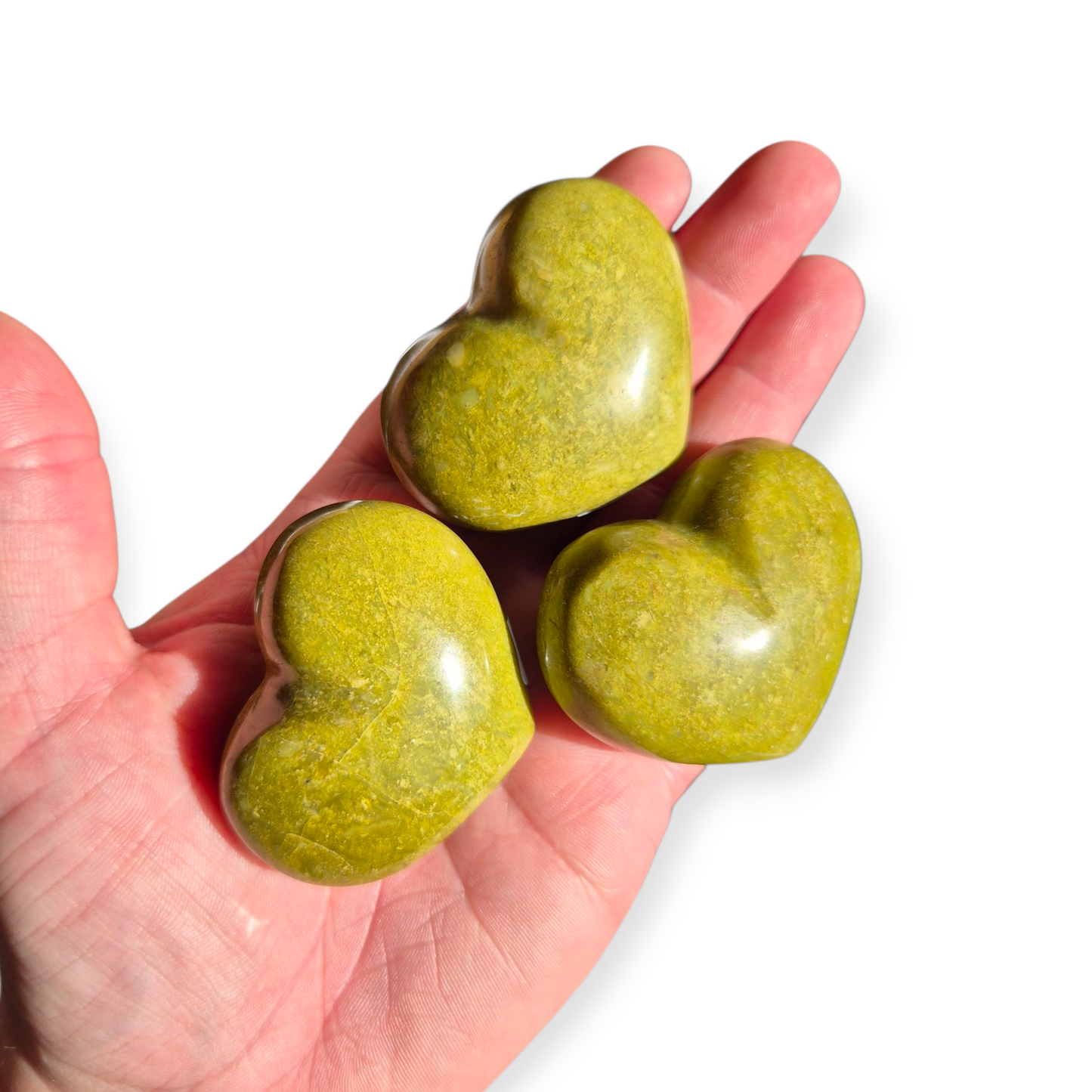 Crystals - Green Opal Polished Hearts